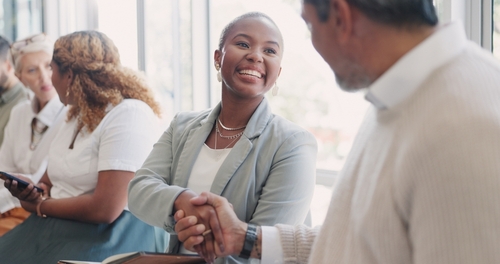 Handshake,,Hiring,Or,People,Networking,In,Waiting,Room,Before,A