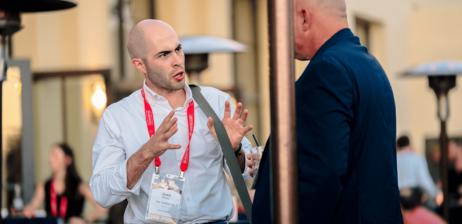 Attendees networking at a legal event